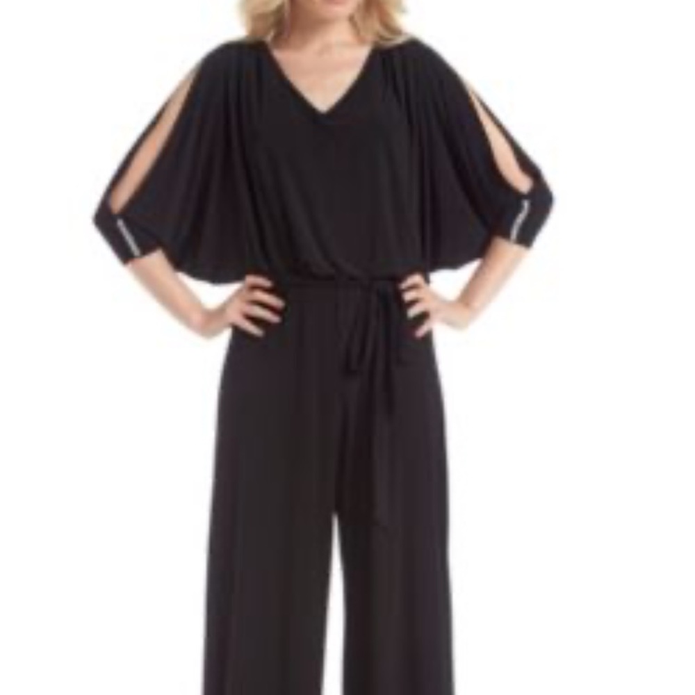 MSK Black V-Neck Jumpsuit with Cutout Sleeves